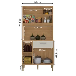 Kit Cozinha 3 Portas 1 Gaveta 9031 Freijó Soft 2538 - Kits Paraná